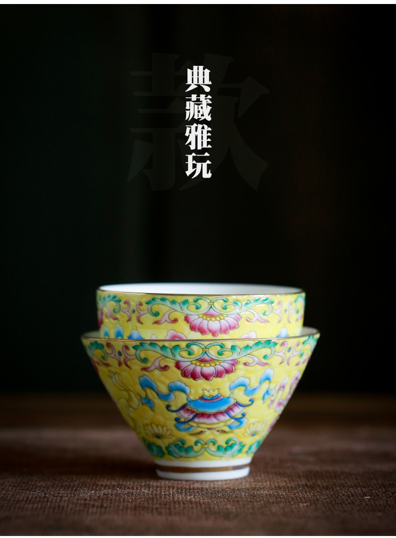 Full ceramic enamel kung fu tea sample tea cup tea cup master cup tea cup see colour cup white porcelain tea set