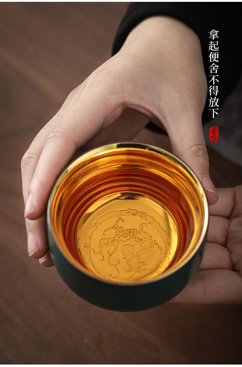 Tire iron tea master cup of kung fu tea set sample tea cup yellow marigold tea cup gold cup ceramic tea cup