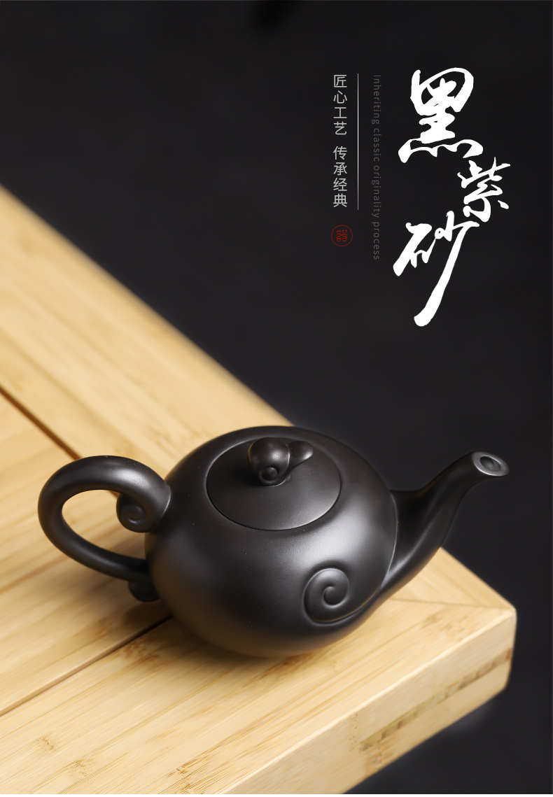 Undressed ore ceramic tea pot - kung fu tea set single pot black clay pot home side xi shi as the teapot hand grasp pot pot