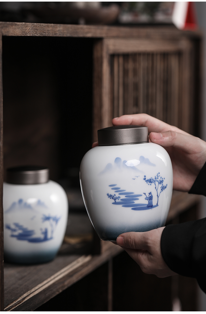 Hand - made up with caddy fixings seal pot home store receives tin cover your up cylinder tea tea box of jingdezhen ceramics