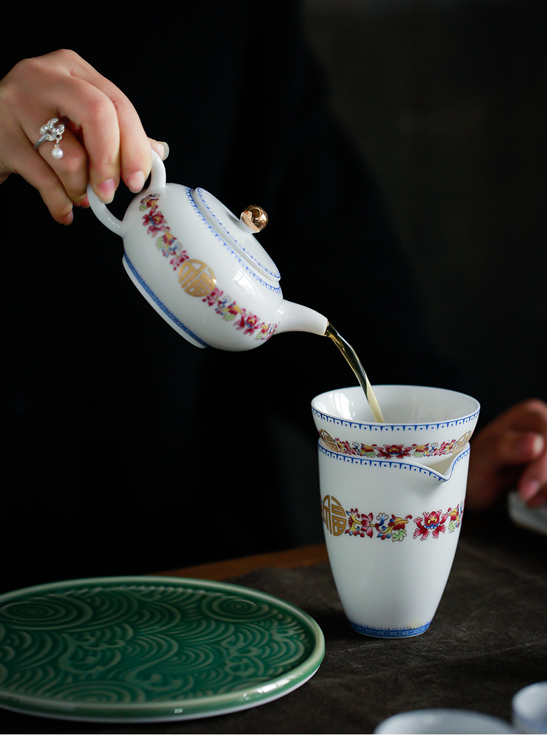 Kate colored enamel porcelain kung fu tea sets jingdezhen tea teapot tureen tea set a complete set of three