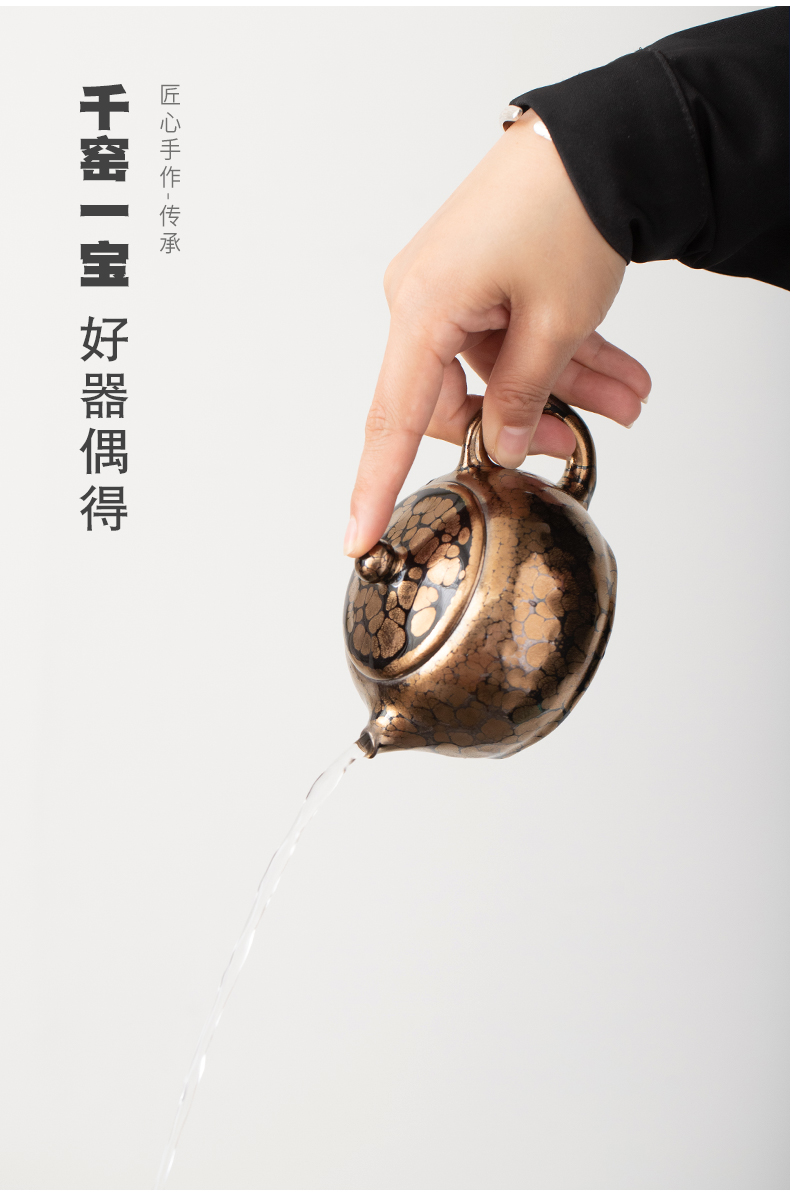 Zeng, Guangxu hand gold oil droplets xi shi pot making light manual teapot up ceramic teapot hand grasp pot of tea