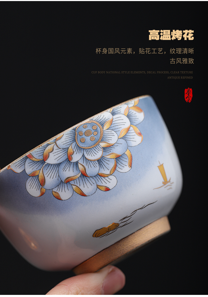 Gold light LuSen large sample tea cup of jingdezhen ceramic masters cup of kung fu tea tea cups of tea Gold cup