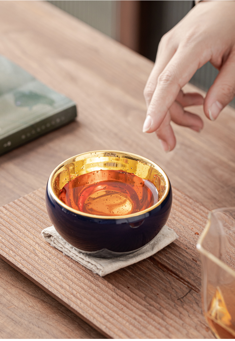 Small bowl of gold cup cup master cup ceramic iron sample tea cup kung fu tea cups jinzhan cup high - grade personal cup