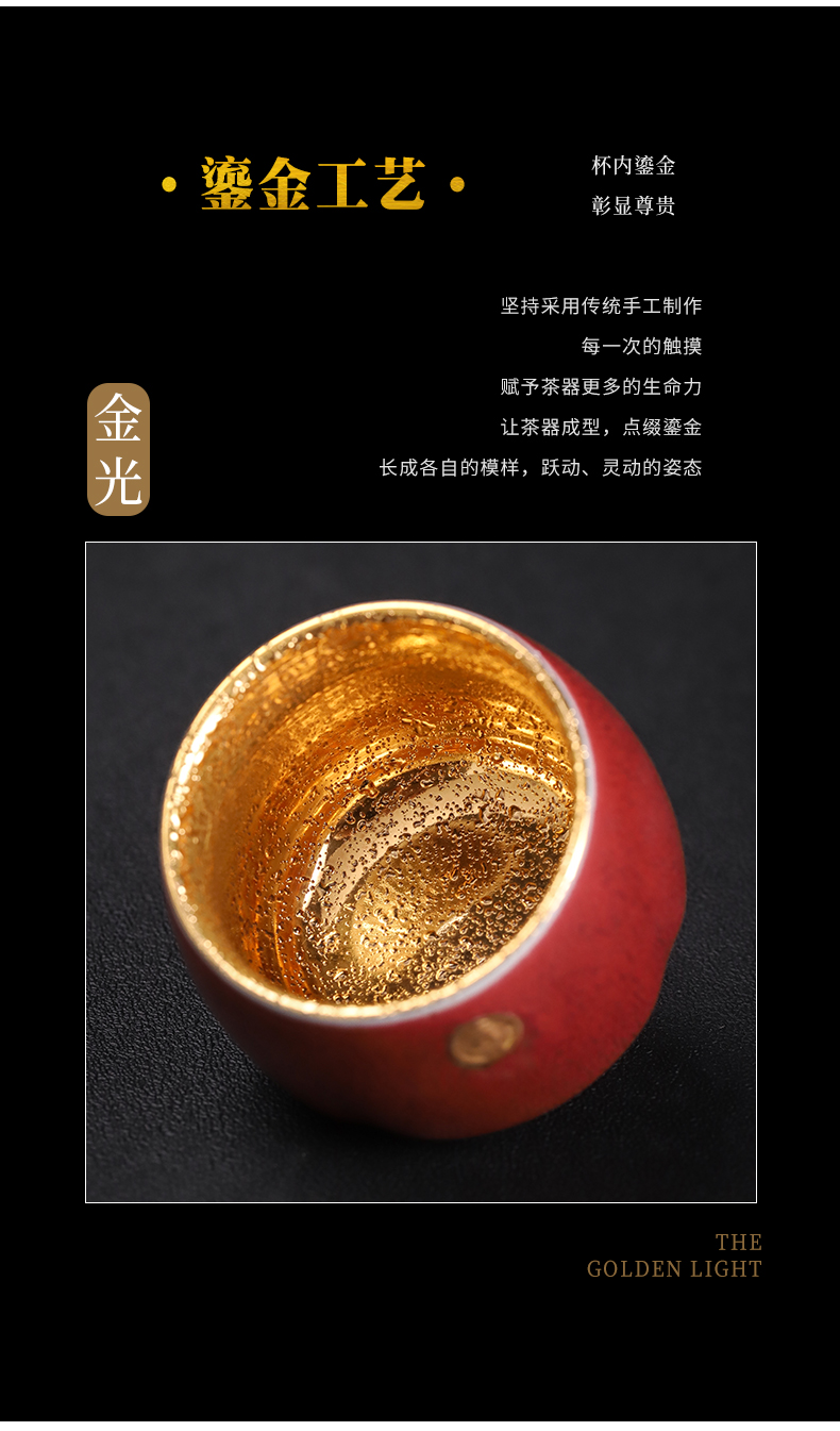 Pure manual Pure 24 k gold cup household ceramic cup tea set large sample tea cup individual cup of yellow marigold