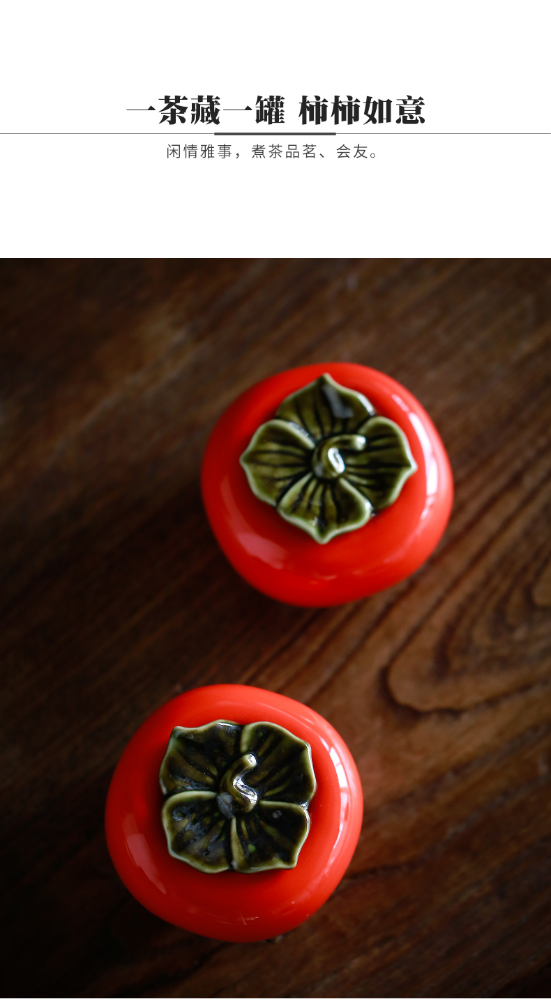Kay medium mini persimmon persimmon persimmon ruyi ceramic POTS creative caddy fixings tea pet furnishing articles sealed jar