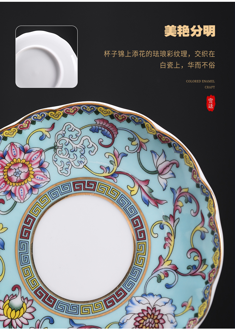 Colored enamel crown tasted silver gilding jingdezhen ceramic cup office cup personal cup silver cup large - capacity water cup