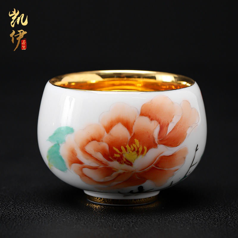 Very beautiful gold light kaolin white porcelain gold cup sample tea cup tea cup from the individual special master