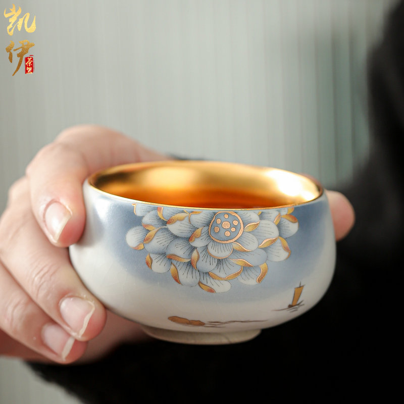 One auspicious lotus open your up can raise jinzhan cup kunfu tea master cup tea sample tea cup of jingdezhen ceramic cup