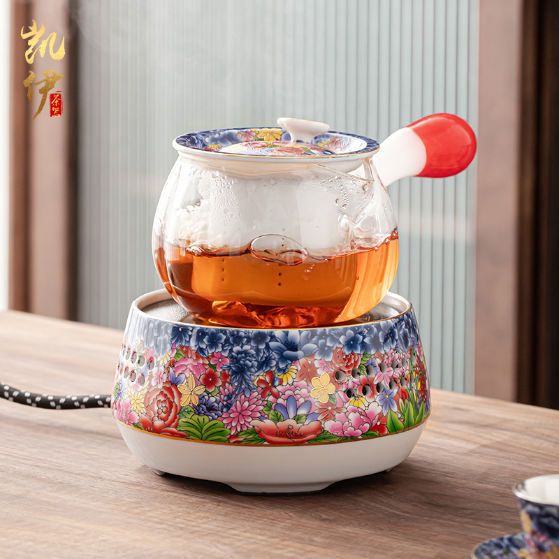 Flower is side the tea steamer coppering. As silver kung fu tea set of jingdezhen ceramic tea cup, office home