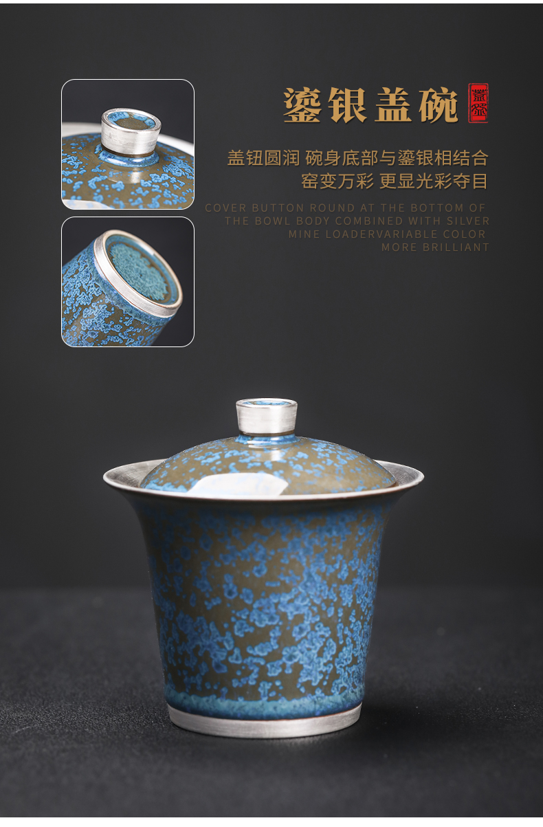 Taiwan floating cui aquamarine ceramic tureen large coppering. As silver tea cups three bowl bowl of kung fu suit household