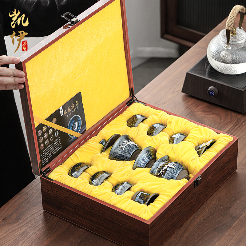 Build light hand with silver tureen tea sets kung fu tea set silver cup temmoku obsidian ceramic tea sets with tea