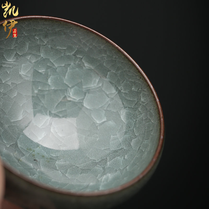 Zeng, Guangxu celadon ice crack pot lamp that kung fu tea cup tea cup master cup of household ceramic sample tea cup individuals