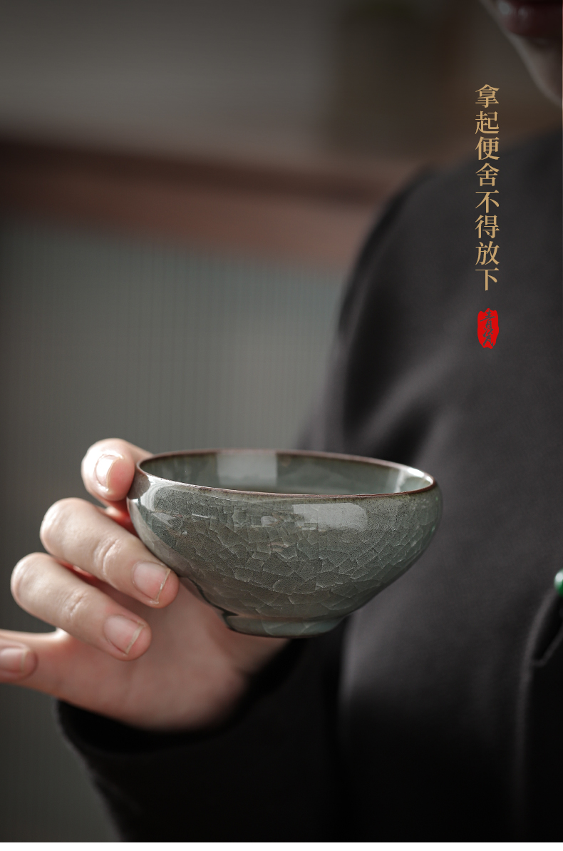 Zeng, Guangxu celadon ice crack pot lamp that kung fu tea cup tea cup master cup of household ceramic sample tea cup individuals