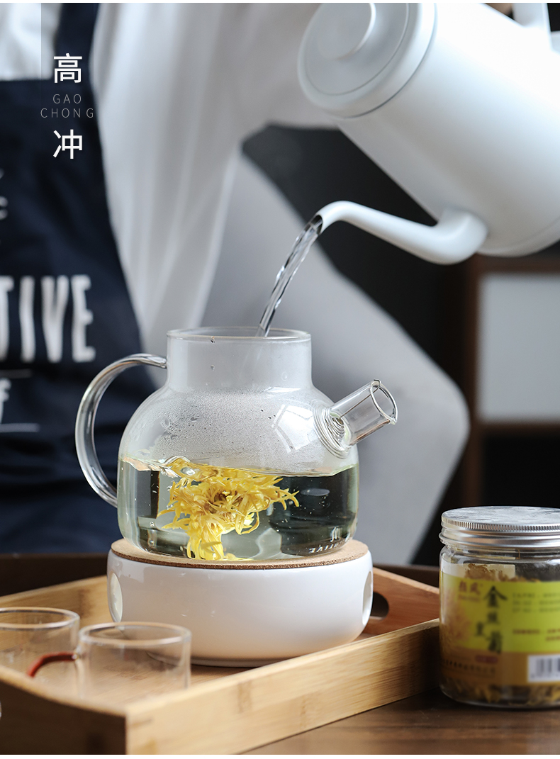 The Heat - resistant glass teapot ceramic based home warm tea stove heating base bamboo tray was suit make tea a cup of tea