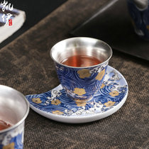 Enamel color starry gilt silver tea cup ceramic tea cup tea master Cup kung fu tea individual cup