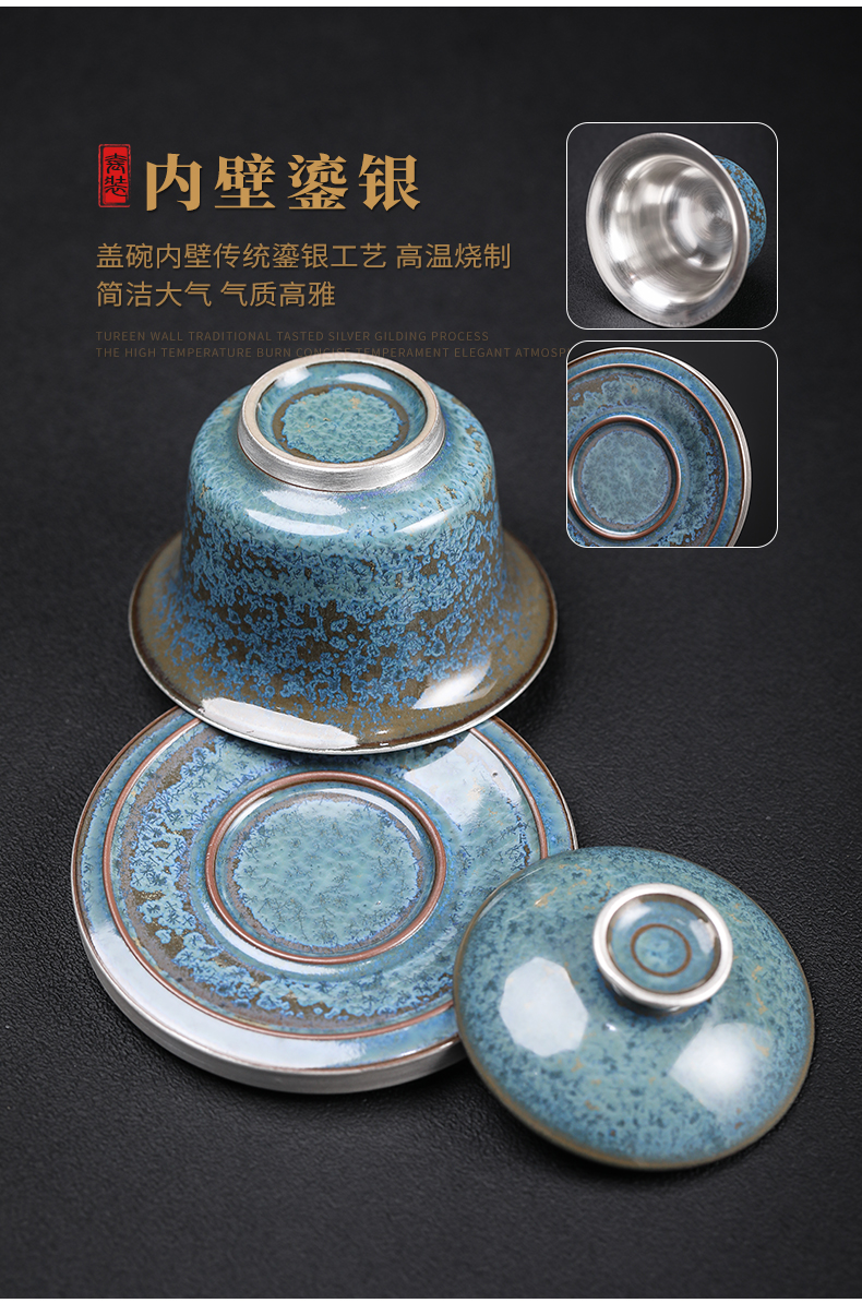 Taiwan floating cui aquamarine coppering. As silver kung fu tea set household teapot sample tea cup coppering. As silver cup three tureen