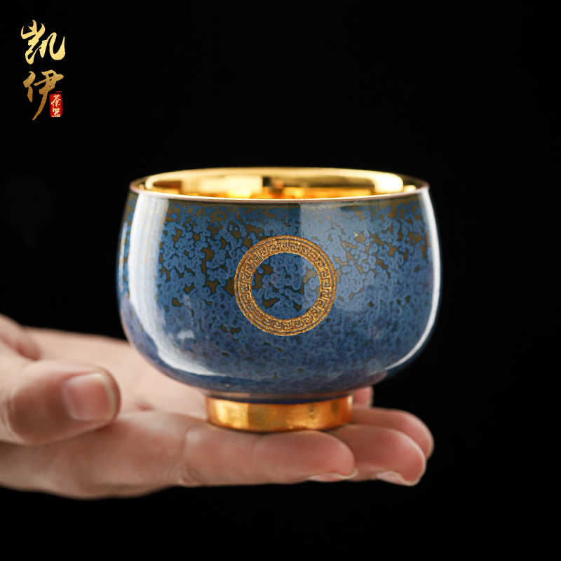 Temmoku up gold lamp that kung fu tea cup sample tea cup tea cup gold glass ceramic masters cup private ordering