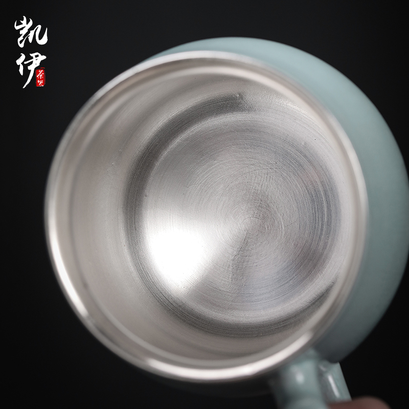 Azure office cup your up coppering. As 999 silver dragon Xiu cup tea cup silver cup 4 times jingdezhen ceramic cups