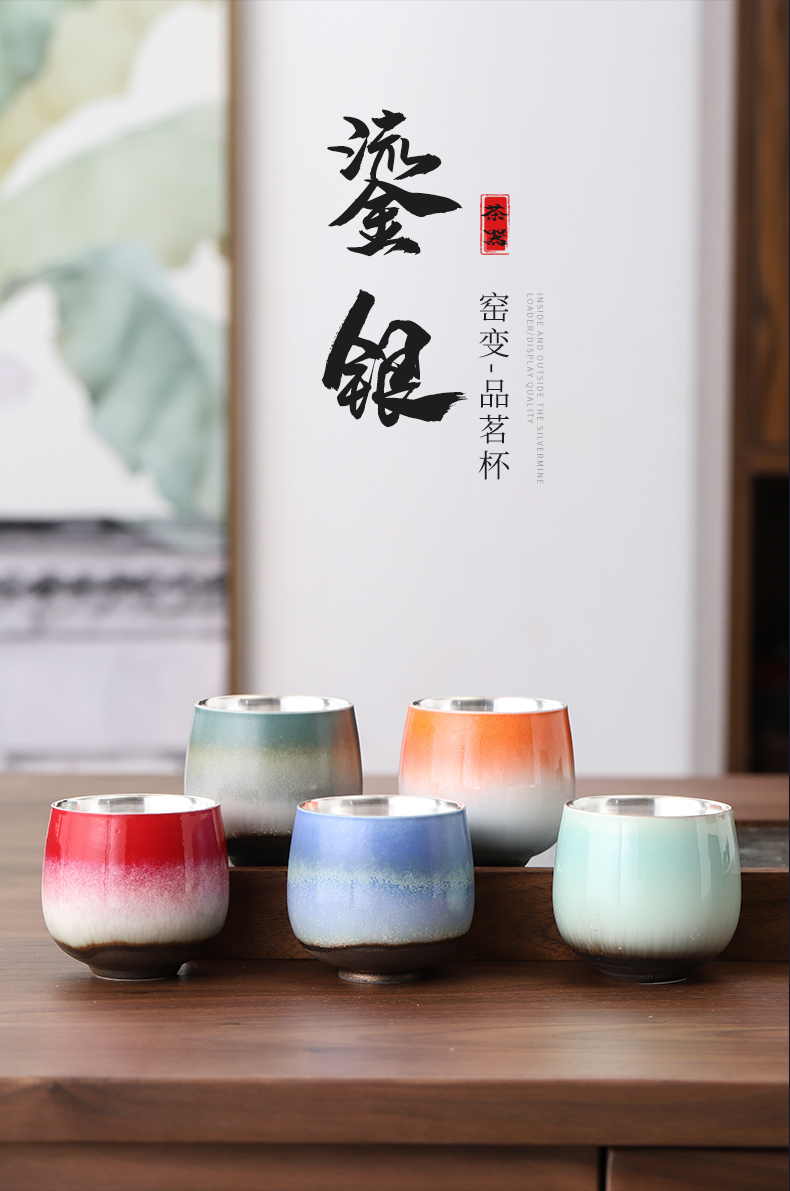 Up coppering. As 999 silver cup kung fu tea set sample tea cup individual household ceramics cup gradient master cup silver cup