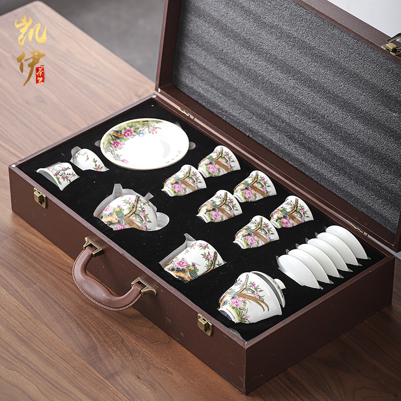 The Future tasted silver gilding kung fu tea sets jingdezhen ceramic tea set silver home office tea tureen gifts