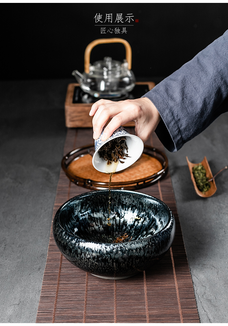 Building light rail tyres large tea cup hot wash dishes tea ceramic cylinder oil bowl water restoring ancient ways Meng Jianshui writing brush washer