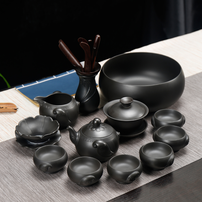 Kate purple sand tea set 6 cup only kung fu tea to wash the teapot a large dark violet arenaceous household make tea by hand