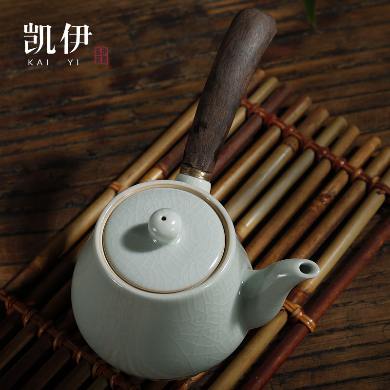 Kate your up pot teapot tea side ceramic pot of ebony tea set household pot of your porcelain handle teapot kung fu