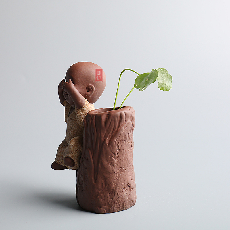 Kate see colour sand pottery young monk tea pet hydroponic flower tea play ceramic color furnishing articles furnishing articles tea tray was tea