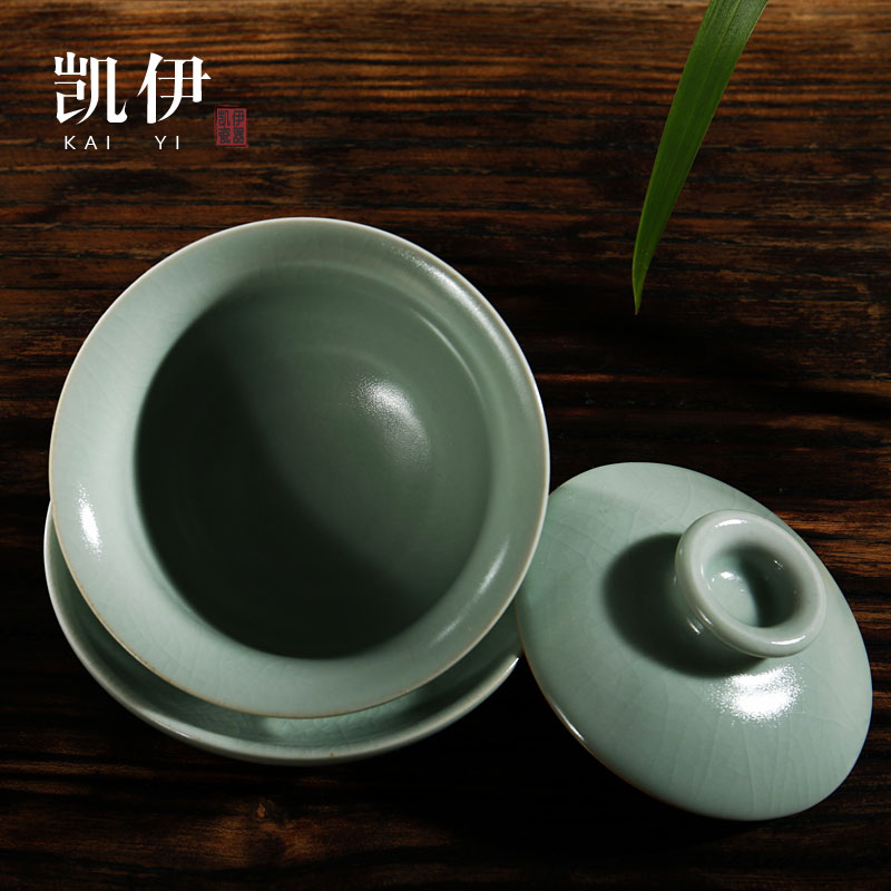 Kate ruzhou your up large tureen tea set three bowl of ceramic kung fu tea set piece make tea can keep your porcelain bowl
