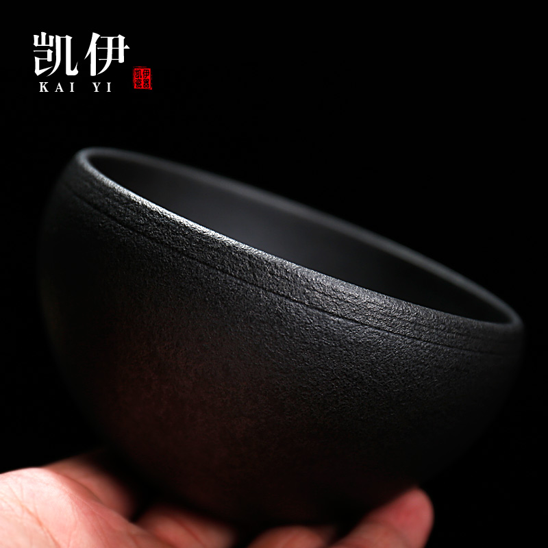 Kate coarse pottery tea large kung fu tea tea accessories ceramic water to wash dishes simple black pottery bowl with restoring ancient ways