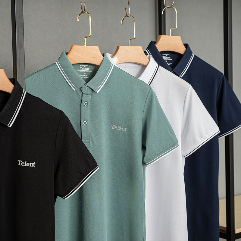 Really TM comfortable brand company channel double mercerized washed ice silk smooth lapel classic semi-short-sleeved POLO shirt