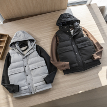 Early winter withdrawal single mens 90 white duck down water-repellent business casual hooded windproof warm down vest clip waistcoat