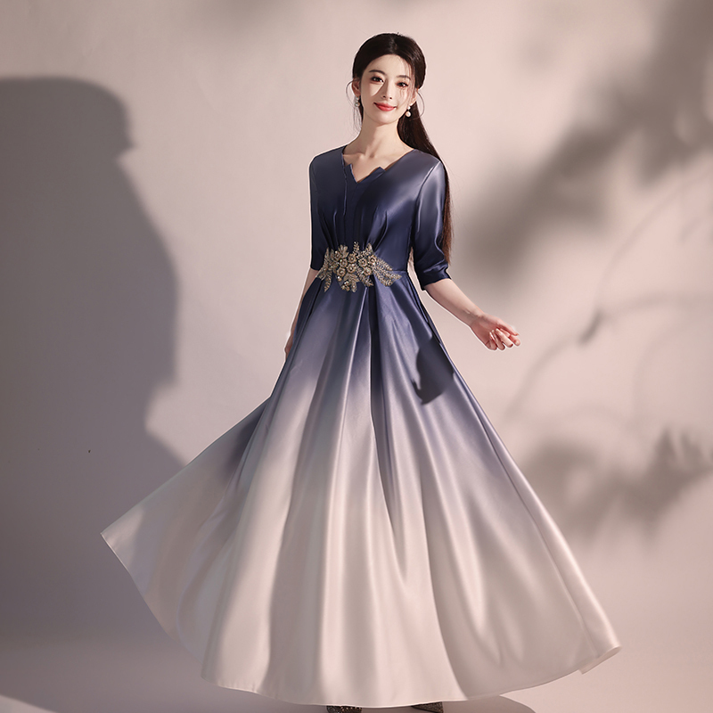 Choir Performance Costumes for Women 2026 New Style Red Song Competition Costumes Recitation Conductor Host Evening Dress Long Skirt