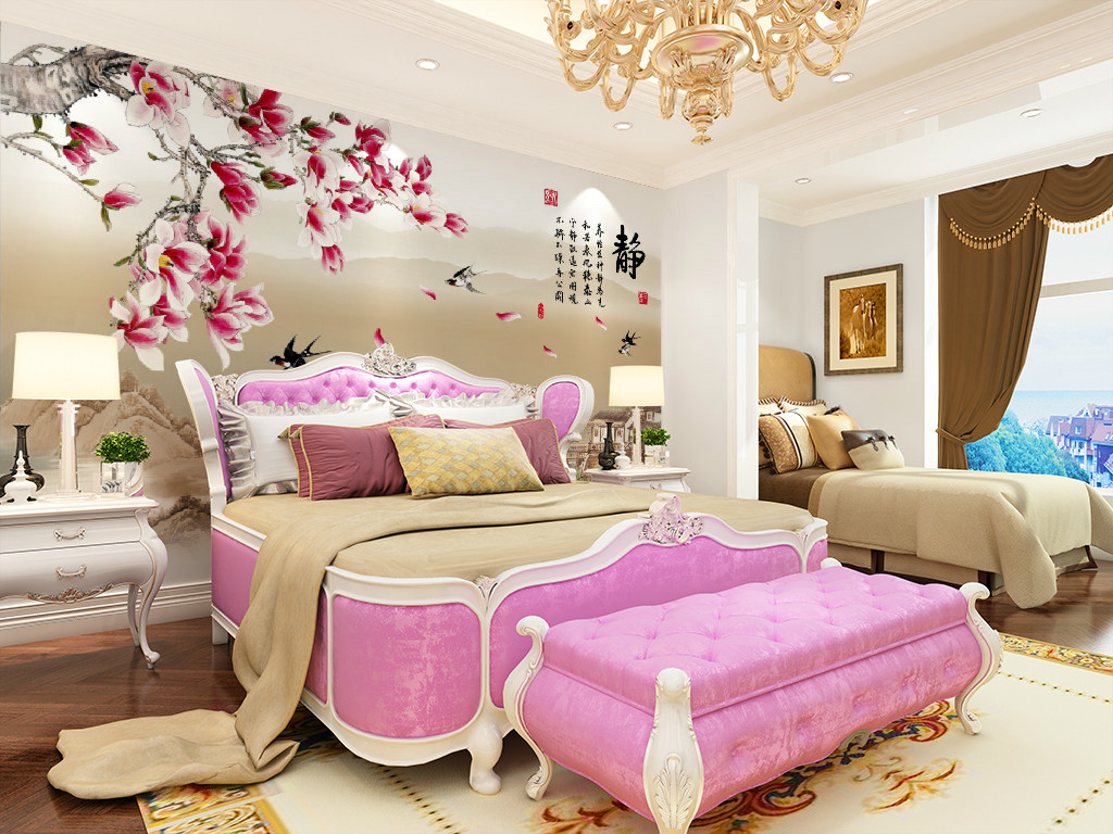 现代中式电视背景墙壁纸客厅卧室温馨3d立体墙纸壁画家和万事兴 秋冬特惠价 家和万事兴 墙纸 壁画 中式 卧室途虎网