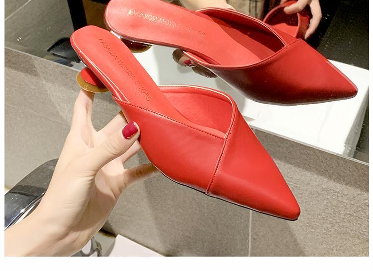 Nhỏ tươi lười da mềm miệng nông mèo với một nửa dép nữ giày cao gót nữ 3cm mùa hè mát mẻ kéo nhọn Giày Muller - Dép những mẫu dép nữ hot nhất hiện nay