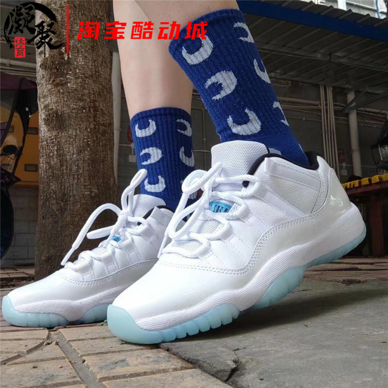 Air Jordan 11 AJ11 Black & White Conbuckle Low White Blue Legend Blues Shoe AV2187-117