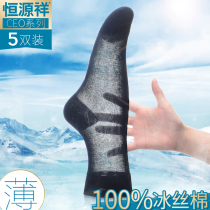 Hengyuan Xiang Ice Silk Stockings Mens Thin Section Summer Business Black Ultra Thin Deodorant Middle Cylinder Summer Silk Light Cotton Male Socks