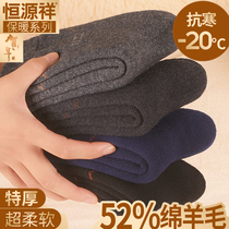 Hengyuanxiang wool socks men thick and fluffy socks women autumn and winter warm middle-aged and elderly thick towel socks