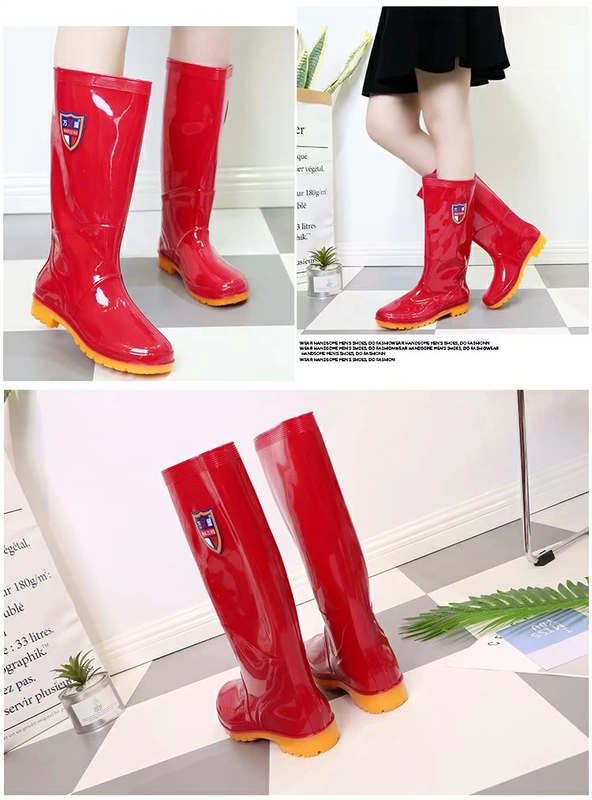 Wanjiawu mưa mùa thu và mùa đông giày nữ chống trượt cao chống trượt giày thời trang cộng với nhung ấm mưa đi giày cao su giầy đi mưa