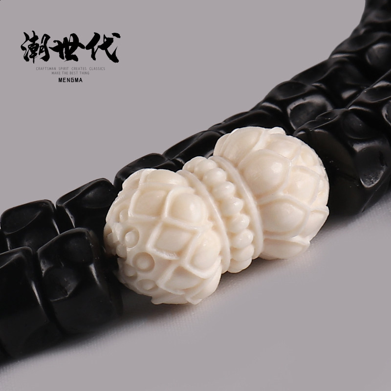 Ice mammoth ivory carving double-headed lotus barrel beads two-way beads waist beads Xingyue Vajra Bodhi accessories accessories