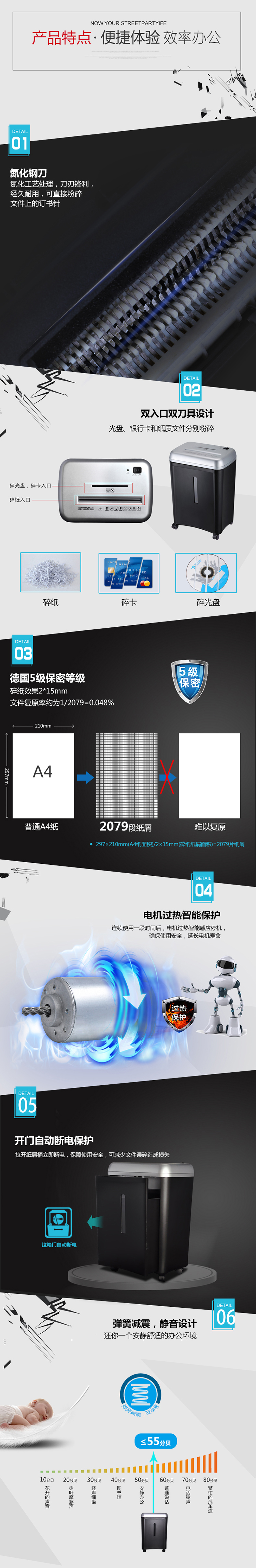 三木钢刀SD9282碎纸机家用小型静音高速德国五级保密双入口碎卡碎光盘CD