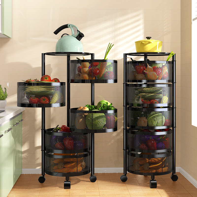 Rotating shelf kitchen vegetable floor multi-layer vegetable basket round fruit special removable fruit storage rack