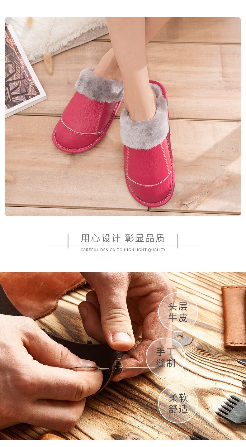 Bao Đầu dép nữ vài bông mùa đông da trong nhà ấm áp không trượt gân dày lớp vỏ với đệm nhà mùa đông nam - Trang chủ dép đi trong nhà mùa hè