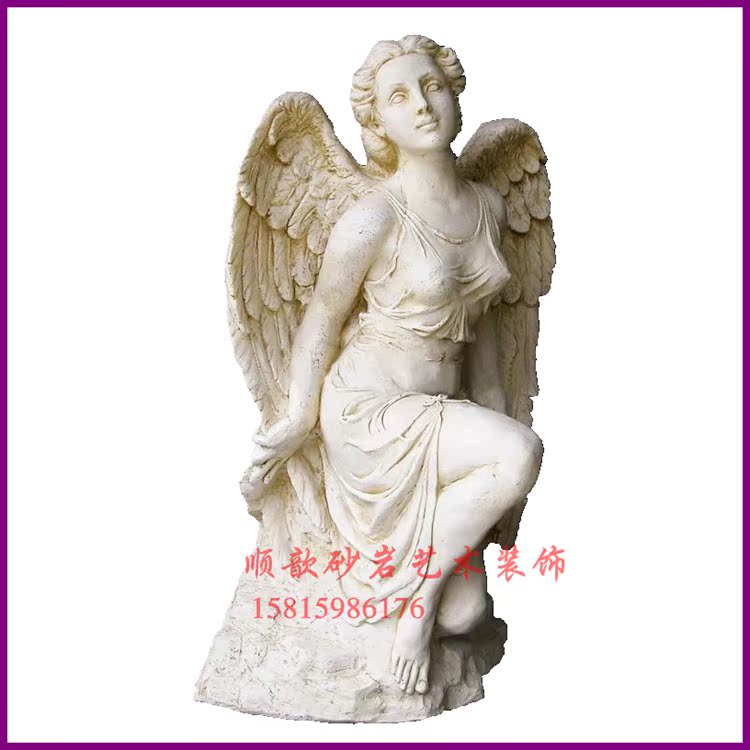 Sandstone Fiberglass Relief Round Sculpture Beauty Girl Sculpture Garden Hotel Villa Furnishing Sandstone Art Pendulum Angel