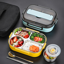 Food grade 304 stainless steel lunch box Student canteen partition type dinner plate boys large capacity 1 person office workers portable
