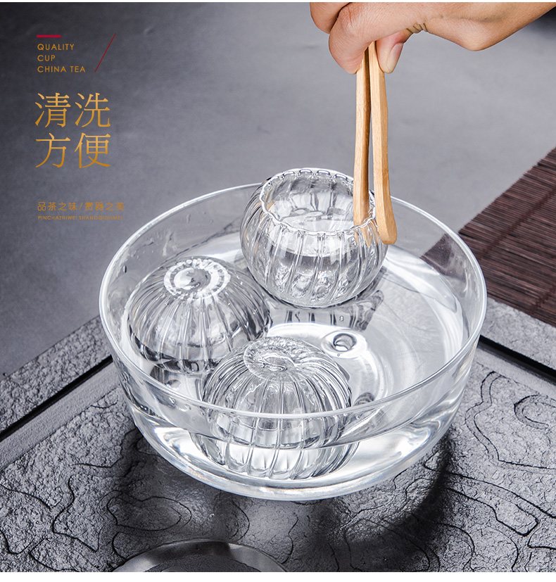 Transparent glass tea set suit small household teapot tea cup set of heat resisting Japanese contracted kung fu tea accessories