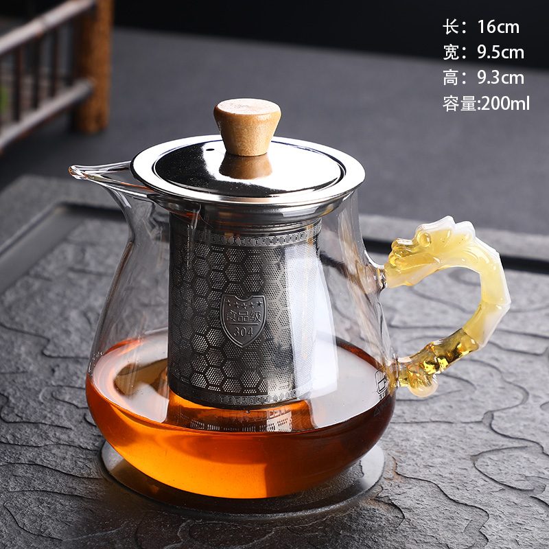 Figure 8 transparent heat - resistant glass teapot flower pot with stainless steel filter tank with tea, elegant cups