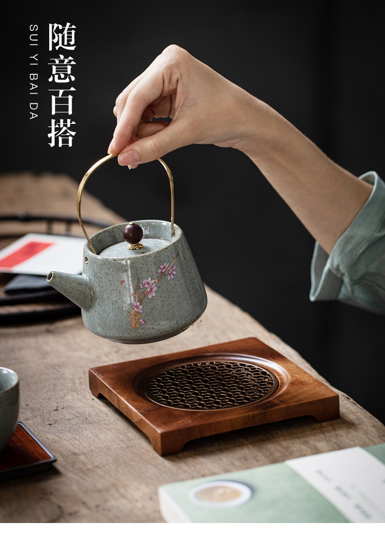 Creative walnut tea pot pad household pot bearing cup mat mat tea kung fu tea accessories zero with a teapot