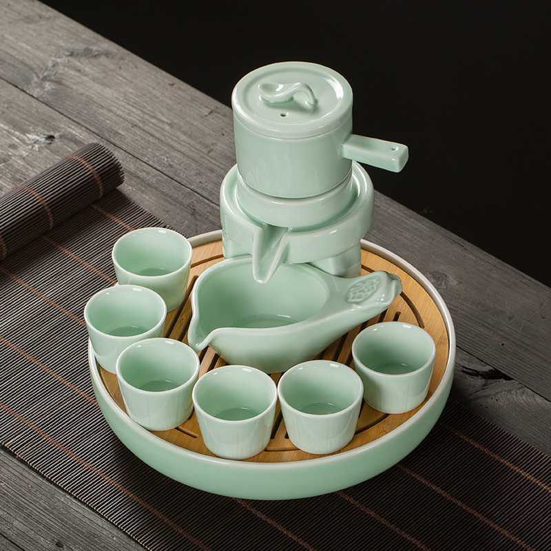 Celadon kung fu tea set tea tray household contracted noggin carp to use ceramic teapot automatically
